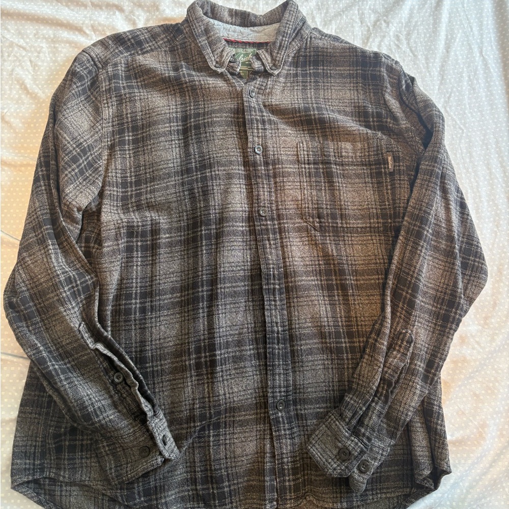 WOOLRICH CHECKED FLANNEL SHIRT -XL GREY WOOL BLEND